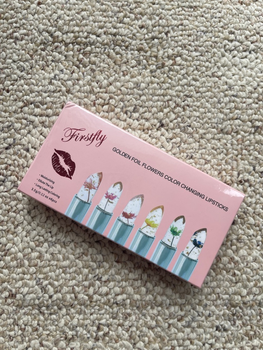 Firstfly Golden Foil Flowers Color Changing Lipsticks - Pink Box